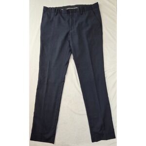 Mexx Dress Pants Men 40R Navy Blue Plaid Metropolitan Flat Front Good